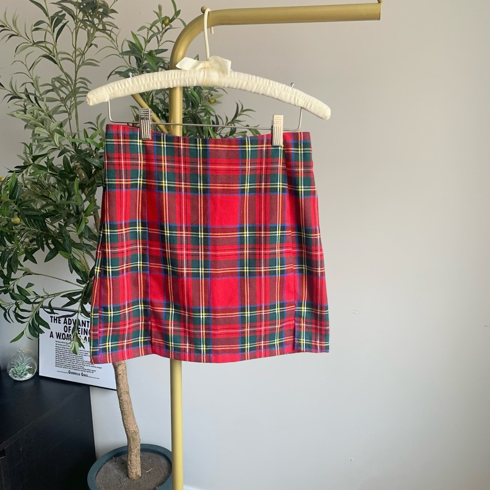 Red Scottish Tartan A-Line Mini Skirt S